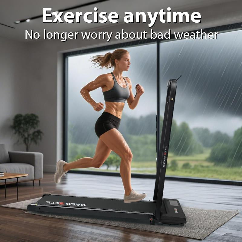 OVER SELF Portable Walking Pad Treadmill with Wheels Remote Control LED Display 42.5X19X4.7 Inches for Home Office Use 300 Lbs Capacity Quiet Operation 2-In-1 Design for Daily Workout & Calories Tracking#Fallfreshness