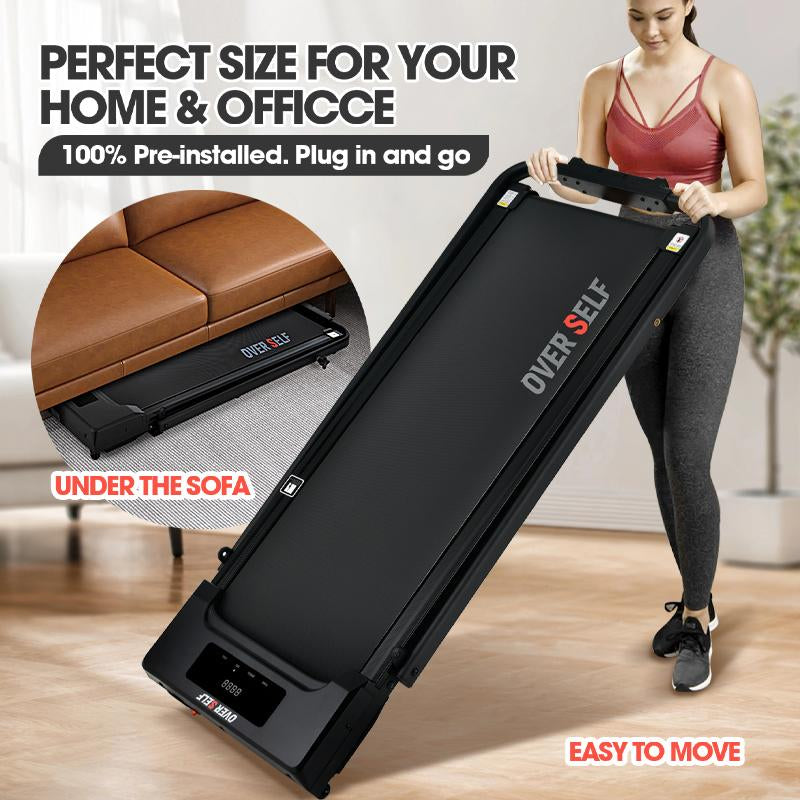 OVER SELF Portable Walking Pad Treadmill with Wheels Remote Control LED Display 42.5X19X4.7 Inches for Home Office Use 300 Lbs Capacity Quiet Operation 2-In-1 Design for Daily Workout & Calories Tracking#Fallfreshness