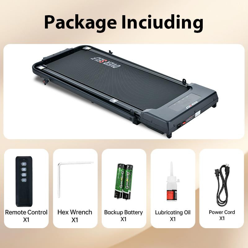 OVER SELF Portable Walking Pad Treadmill with Wheels Remote Control LED Display 42.5X19X4.7 Inches for Home Office Use 300 Lbs Capacity Quiet Operation 2-In-1 Design for Daily Workout & Calories Tracking#Fallfreshness