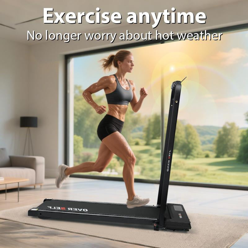 OVER SELF Portable Walking Pad Treadmill with Wheels Remote Control LED Display 42.5X19X4.7 Inches for Home Office Use 300 Lbs Capacity Quiet Operation 2-In-1 Design for Daily Workout & Calories Tracking#Fallfreshness