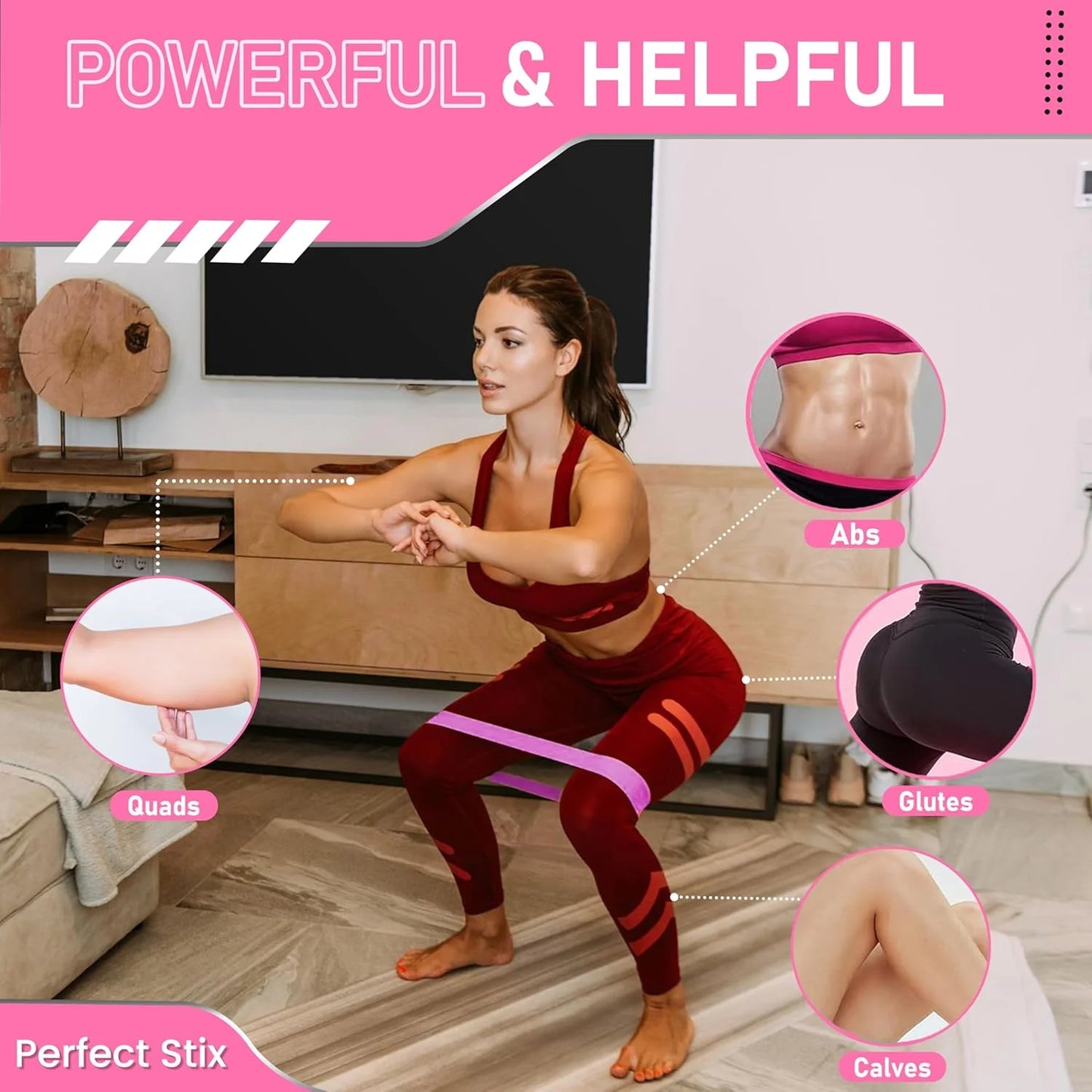 5 Pcs Resistance Bands, Professional Exercise Bands Elastic Stretch Bands for Fitness Yoga Pilates Stretching Strength Training, Workout Bands for Women and Men Home Gym(Pink)