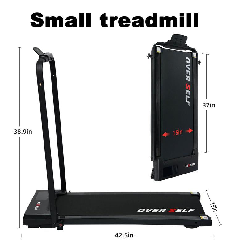 OVER SELF Portable Walking Pad Treadmill with Wheels Remote Control LED Display 42.5X19X4.7 Inches for Home Office Use 300 Lbs Capacity Quiet Operation 2-In-1 Design for Daily Workout & Calories Tracking#Fallfreshness