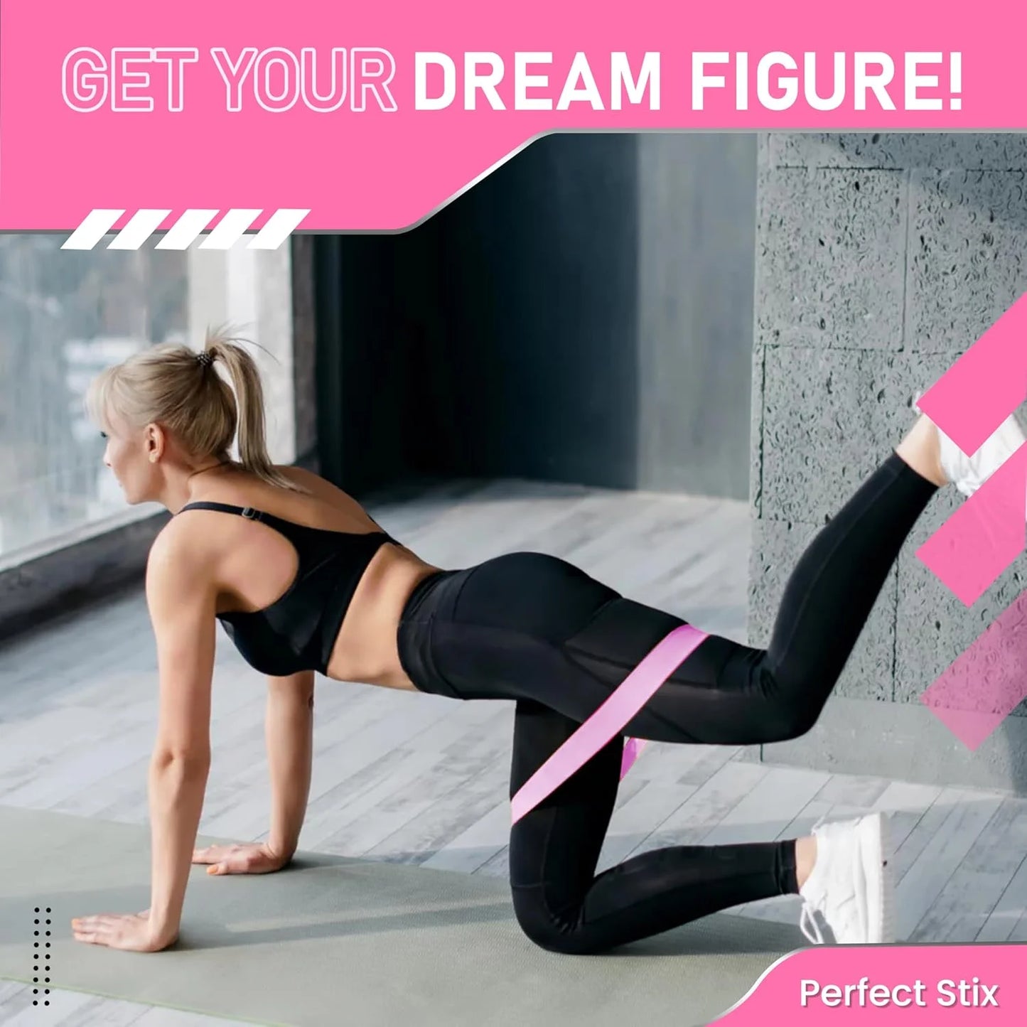 5 Pcs Resistance Bands, Professional Exercise Bands Elastic Stretch Bands for Fitness Yoga Pilates Stretching Strength Training, Workout Bands for Women and Men Home Gym(Pink)