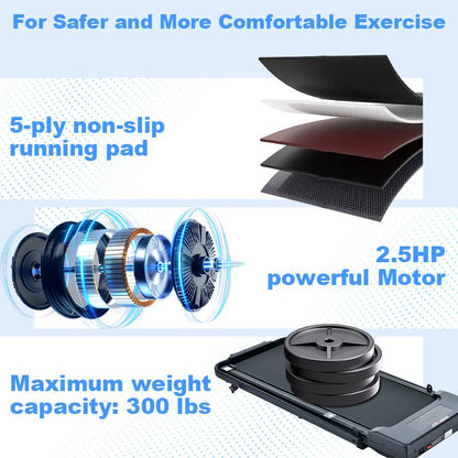 OVER SELF Portable Walking Pad Treadmill with Wheels Remote Control LED Display 42.5X19X4.7 Inches for Home Office Use 300 Lbs Capacity Quiet Operation 2-In-1 Design for Daily Workout & Calories Tracking#Fallfreshness