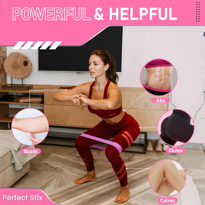 5 Pcs Resistance Bands, Professional Exercise Bands Elastic Stretch Bands for Fitness Yoga Pilates Stretching Strength Training, Workout Bands for Women and Men Home Gym(Pink)