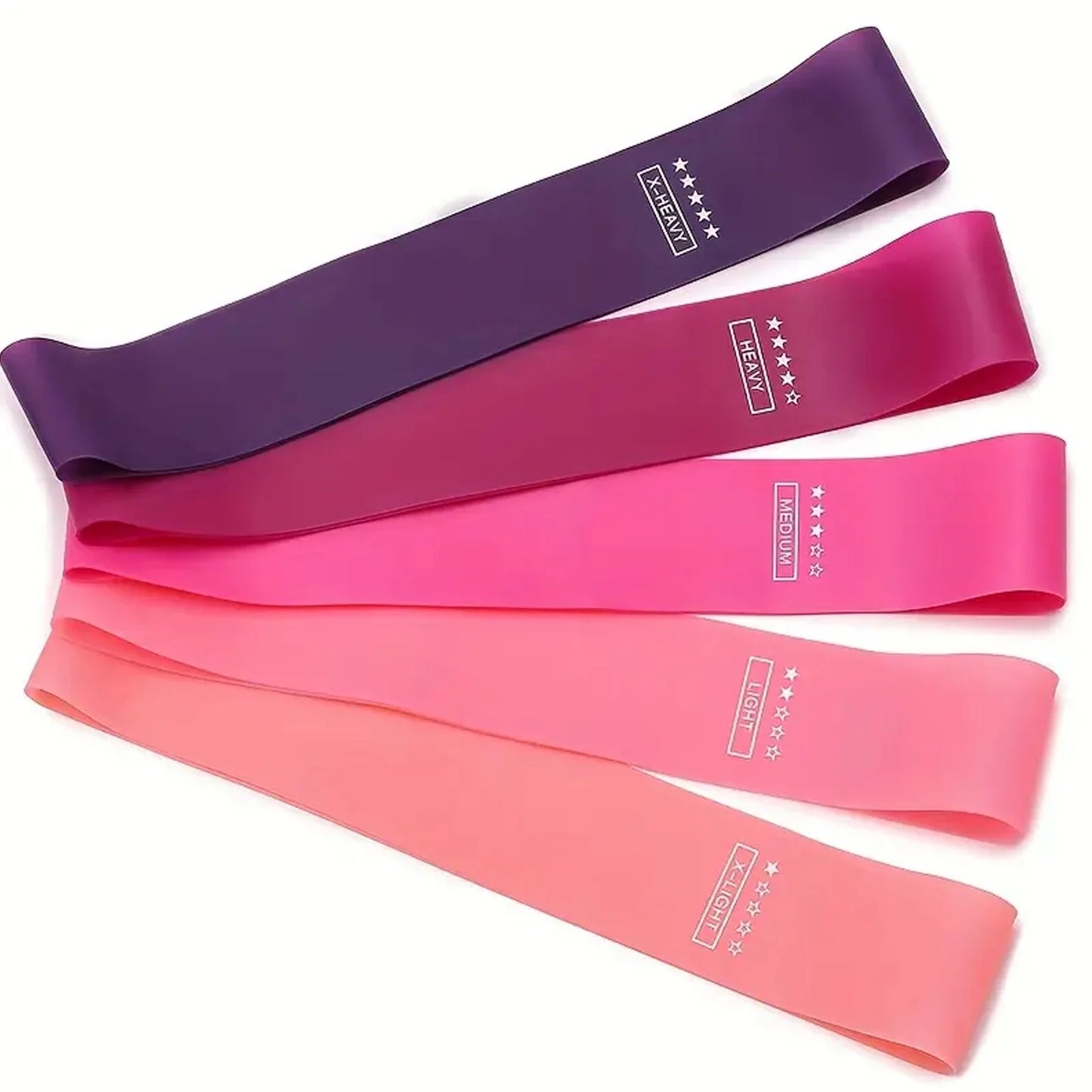 5 Pcs Resistance Bands, Professional Exercise Bands Elastic Stretch Bands for Fitness Yoga Pilates Stretching Strength Training, Workout Bands for Women and Men Home Gym(Pink)